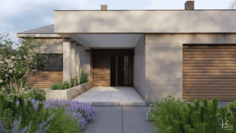 Rabata frontowa z lawendą i kosodrzewiną.