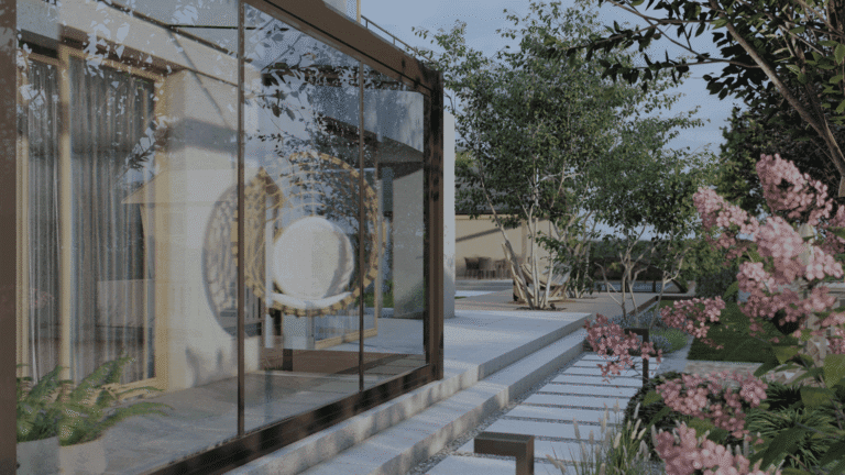 Ogród zimowy przy budynku jednorodzinnym.